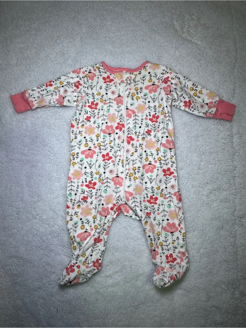 Bundle of 12 0-3 months Onesie Footie Pink & Yellow Floral Baby Pajama Everyday